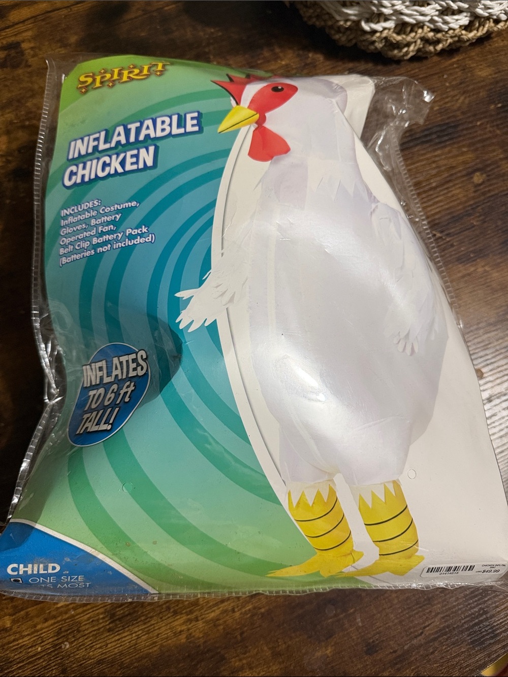 Spirit Inflatable Chicken Costume - White with Yellow and Red Accents